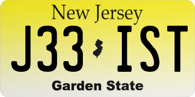 NJ license plate J33IST