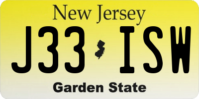 NJ license plate J33ISW