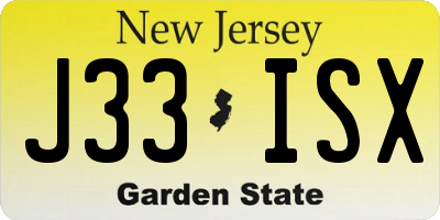 NJ license plate J33ISX