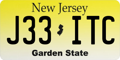 NJ license plate J33ITC
