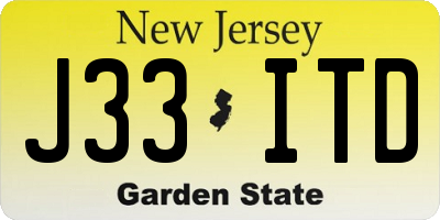 NJ license plate J33ITD
