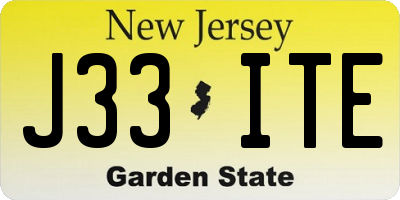 NJ license plate J33ITE