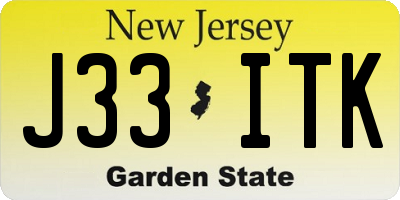 NJ license plate J33ITK