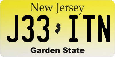 NJ license plate J33ITN