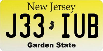 NJ license plate J33IUB