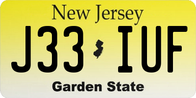 NJ license plate J33IUF