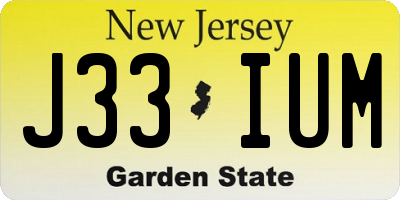 NJ license plate J33IUM