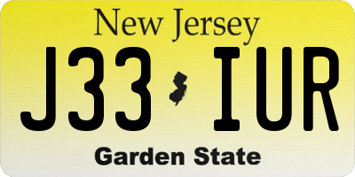 NJ license plate J33IUR