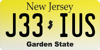NJ license plate J33IUS
