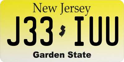 NJ license plate J33IUU