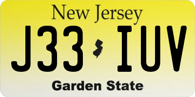 NJ license plate J33IUV