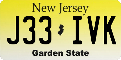NJ license plate J33IVK