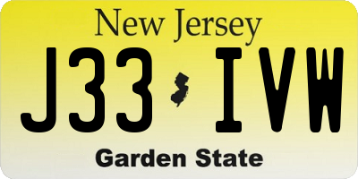 NJ license plate J33IVW