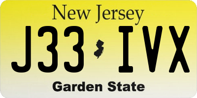 NJ license plate J33IVX