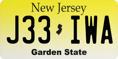 NJ license plate J33IWA