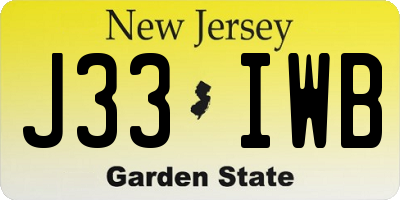 NJ license plate J33IWB