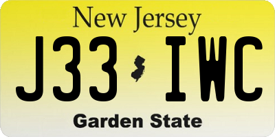 NJ license plate J33IWC