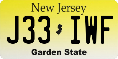 NJ license plate J33IWF