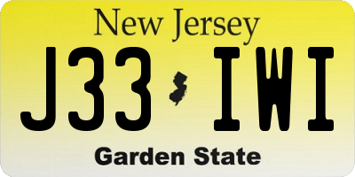 NJ license plate J33IWI