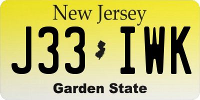 NJ license plate J33IWK