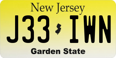 NJ license plate J33IWN