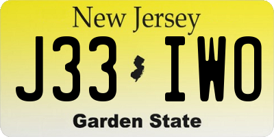 NJ license plate J33IWO