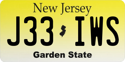 NJ license plate J33IWS