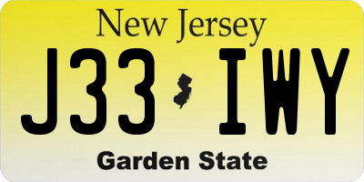 NJ license plate J33IWY