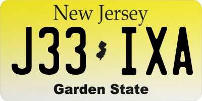 NJ license plate J33IXA