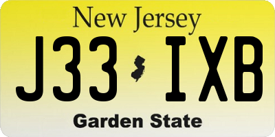 NJ license plate J33IXB