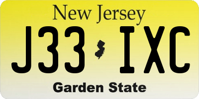 NJ license plate J33IXC