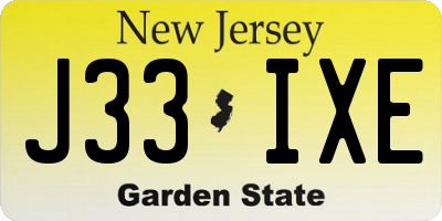 NJ license plate J33IXE