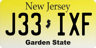 NJ license plate J33IXF
