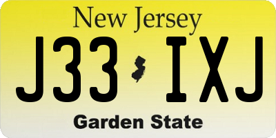 NJ license plate J33IXJ