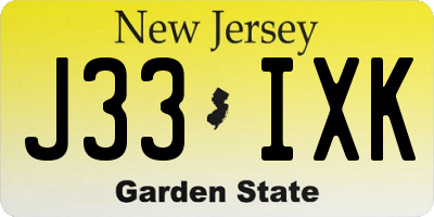 NJ license plate J33IXK