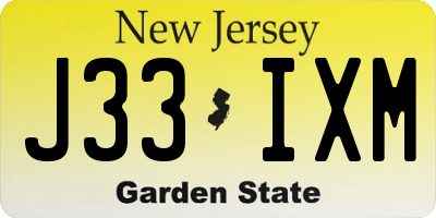 NJ license plate J33IXM