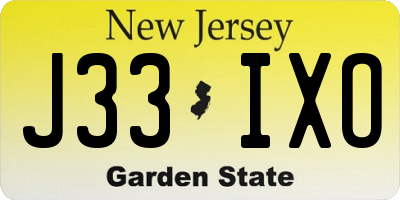 NJ license plate J33IXO