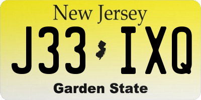 NJ license plate J33IXQ