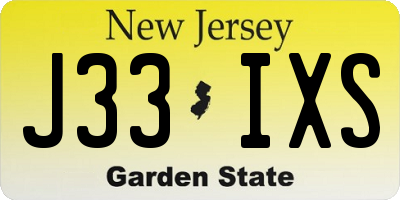 NJ license plate J33IXS