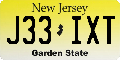 NJ license plate J33IXT