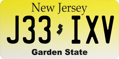 NJ license plate J33IXV
