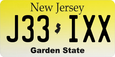 NJ license plate J33IXX