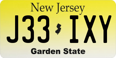 NJ license plate J33IXY