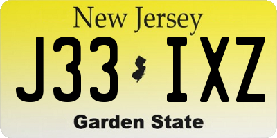 NJ license plate J33IXZ