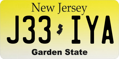 NJ license plate J33IYA