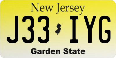 NJ license plate J33IYG