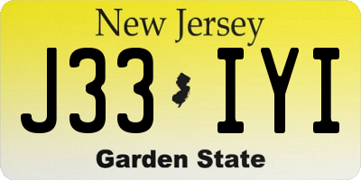 NJ license plate J33IYI