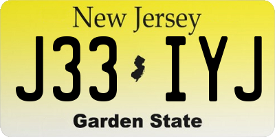 NJ license plate J33IYJ