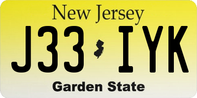 NJ license plate J33IYK