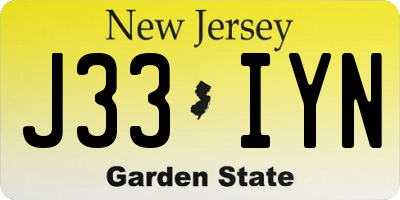 NJ license plate J33IYN
